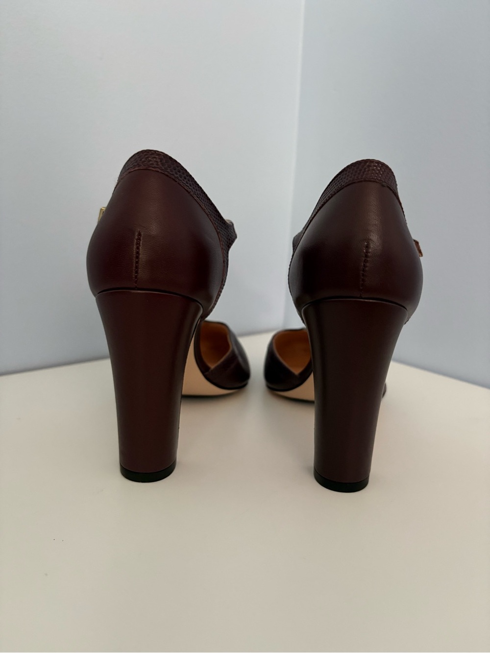 Brooks Brothers Mary Jane T-Strap High Heels in Bordeaux 8.5 - Picture 4 of 7